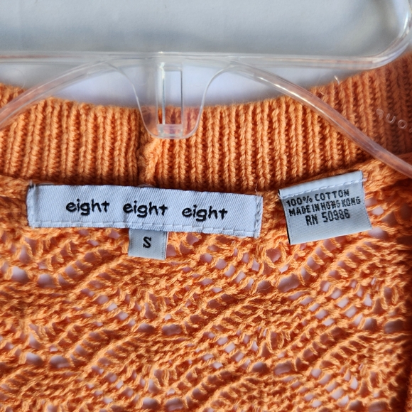 FREE with Purchase Eight Eight Eight Crochet Knit Open Cardigan | Coral | Size S - Picture 3 of 9